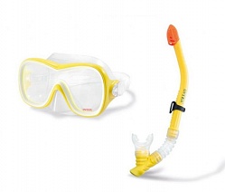 Набор для плавания с маской и трубкой, от 8 лет, желтый (Intex, с55647) - миниатюра