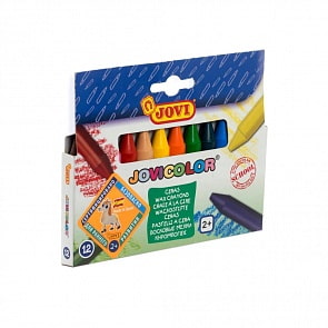 Мелки восковые круглые, 12 цветов в коробке с европодвесом (Jovi, 980/12)