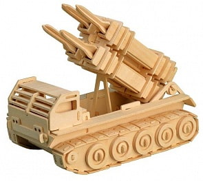 Модель деревянная сборная - Военная техника - Ракетная установка, 8 пластин (Wooden Toys, P052_)