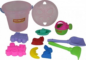 Набор №247: ведро Макси, сито Бабочка, лопата №6, грабли №6, 5 формочек, кораблик - Юнга, лейка малая №4 (Полесье, 3420)