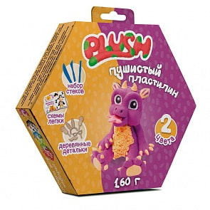 Пластилин пушистый ТМ Plush, фиолетовый + оранжевый, 160 грамм (Волшебный мир, PL02201808)