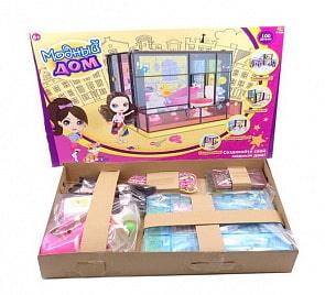 Игровой набор с куклой и аксессуарами - Модный дом, 100 деталей (ABtoys, PT-00849)