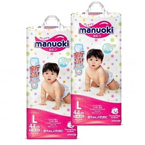 Подгузники-трусики размер L, 9-14 кг, 2 пачки по 44 шт (Manuoki, JPM002-2)