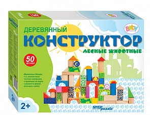 Игра развивающая - Лесные животные, деревянный конструктор Baby Step (Step Puzzle, 89800)