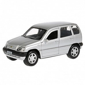 Джип Chevrolet Niva, серебристый, 12 см, открываются двери, инерционный механизм (Технопарк, CHEVY-NIVA-SL)