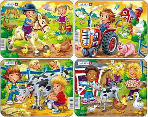Пазл - Дети на ферме, 9 элементов (Larsen, Z11k)