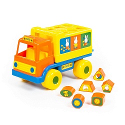 Логический грузовичок - Миффи с 6 кубиками №1 (Полесье, п-64394) (ассортимент) - миниатюра