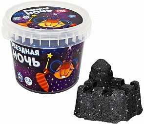 Фантастический песок, черный с блестками - Звездная ночь, 0,5 кг (1toy, Т21052)