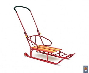 Санки "Считалочка" Восьмерка складывающиеся с колесиками - красные (RT, 4993RT)