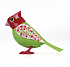 Птичка DigiFriends с большой клеткой и кольцом, красная голова и зеленое туловище с сердечками   - миниатюра №1