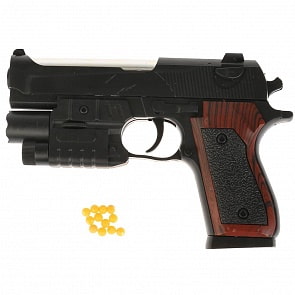 Пистолет с лазерным прицелом, фонарем, пульками (1B00100)