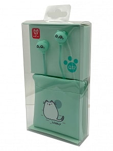 Наушники Pusheen Lovely с чехлом зеленые (МихиМихи, MM08564)