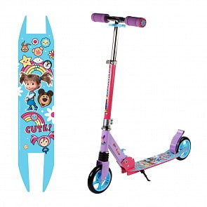 Двухколесный самокат - Маша и Медведь, колеса 14,5 см (1TOY, Т17142)