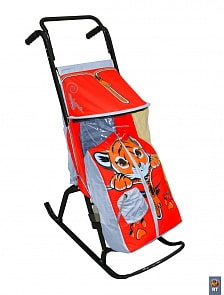 Санки-коляска Снегурочка-2-Р Тигренок, цвет серый, красный (RT, 3547RT)