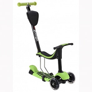 Самокат-каталка MIDOU-H-6 с родительской ручкой, зеленый (RT, 7508RT)