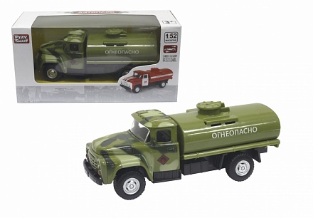 Инерционная металлическая модель - Военный грузовик - Огнеопасно, 1:52 