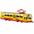 Трамвай 18,5 см желтый свет-звук двери открываются металлический инерционный  - миниатюра №5