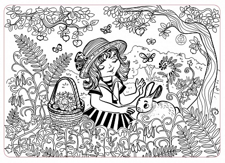 Коврик-раскраска – Девочка в саду. Большой 