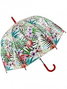 Зонт-трость Тропический Фламинго прозрачный купол красный (Михи Михи, MM07410)