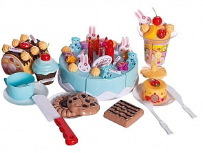 Помогаю Маме. Торт фруктовый – Черничный с аксессуарами, 75 предметов (ABtoys, PT-01224)
