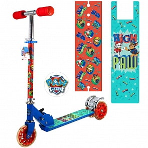 Трехколесный складной самокат - Щенячий патруль, светящиеся колеса 12 см (ST-ALU-2PPL-2)