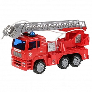 Машина – Пожарная, длина 24 см., пластик, инерционная, свет и звук, брызгает водой (Технопарк, 1335822-R)