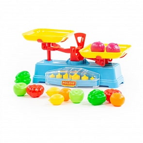 Игровой набор - Весы и комплект продуктов, 12 элементов, в сеточке (Полесье, п-53787)