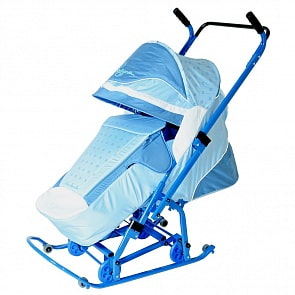 Санки-коляска Скользяшки – Мозаика, голубой-васильковый-белый  (RT, 6221RT)
