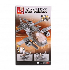 Конструктор – Военный вертолет с фигуркой, 144 детали (Sluban, M38-B0537G)