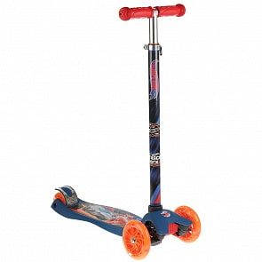 Трехколесный самокат - Hot wheels, управление наклоном, светящиеся колеса 12 и 8 см (JP-MG-03M-HWS)