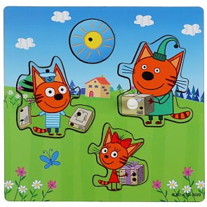 Деревянная настольная игра вкладыш Поход на почту из серии Три кота (Буратино, СИМБАТ-001)