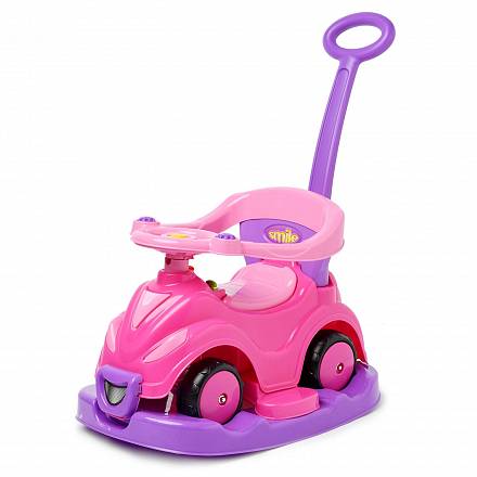 Автомобиль-каталка 4 в 1, с родительской ручкой, розовый 