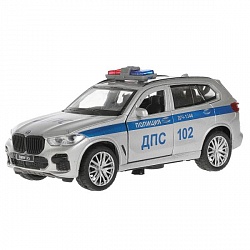 Модель Полиция BMW X5 M-Sport свет-звук 12 см двери и багажник открываются металлическая (Технопарк, X5-12SLPOL-SR) - миниатюра