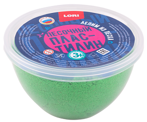 Пластилин песочный, зеленый, 250 гр + формочка (Lori, Пп-004)