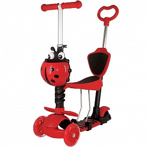Самокат 3-колесный 3-в-1, управляется наклоном, колеса 125 и 100 мм., свет (Next, XK-M06RED)