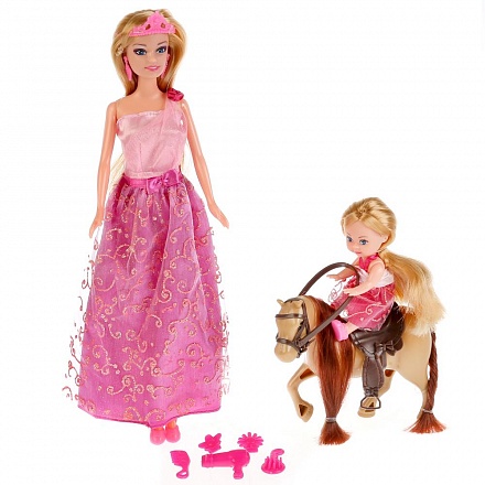 Кукла София 29 см, с дочерью на лошадке и аксессуарами 