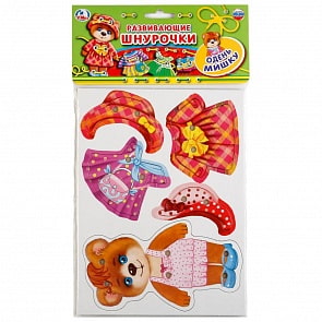 Настольная игра-шнуровка Одень Мишку (Умка, 4690590146354sim)