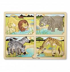 Пазл - Сафари, 4 в 1 (Melissa&Doug, 9366M_md) - миниатюра