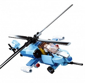 Конструктор - Вертолет с фигуркой летчика, 129 деталей (Sluban, M38-B0666D) 