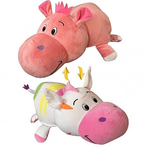 Плюшевая игрушка Вывернушка 2 в 1 - Радужная Зебра-Розовый Гиппопотам, 76 см (1toy, Т12038)