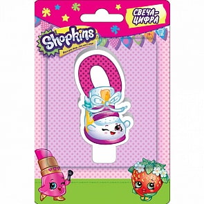 Свеча-цифра №0 - Шопкинс, 8 см (Росмэн, 32122)