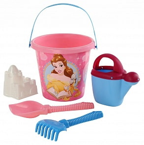 Набор Disney – Принцесса, №13: ведро большое с наклейкой, лопата №6, грабли №6, формочка, лейка №10 (Полесье, 67227)