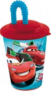 Бокал Disney «Тачки» 600 мл с крышкой и трубочкой, дизайн 3Д (Disney, 36688)