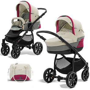 Коляска детская 2 в 1 - Polaris Sport, молочный/розовый (Noordi, 382655/SP)