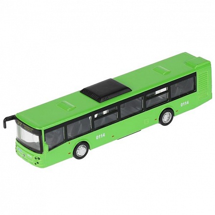 Модель Автобус ЛИАЗ-5292 18 см двери открываются зеленая инерционная металлическая 