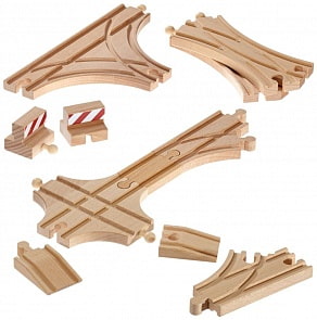 Железнодорожное полотно многофункциональное, 11 деталей, длина деталей от 5,4 до 21,6 см. (Brio, 33307)