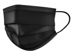 Маски медицинские, одноразовые, трехслойные, черного цвета, 50 штук