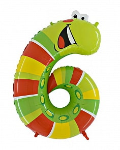 Матовый воздушный шарик-цифра – 6 Гусеница, 91 см (Procos, 1207-1688)