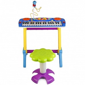 Электроорган со светом, микрофоном, 37 клавишами и стулом (1302M007)