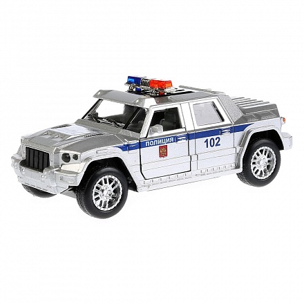 Машина металлическая Бронемашина Полиция, длина 12 см, свет и звук, инерционная 